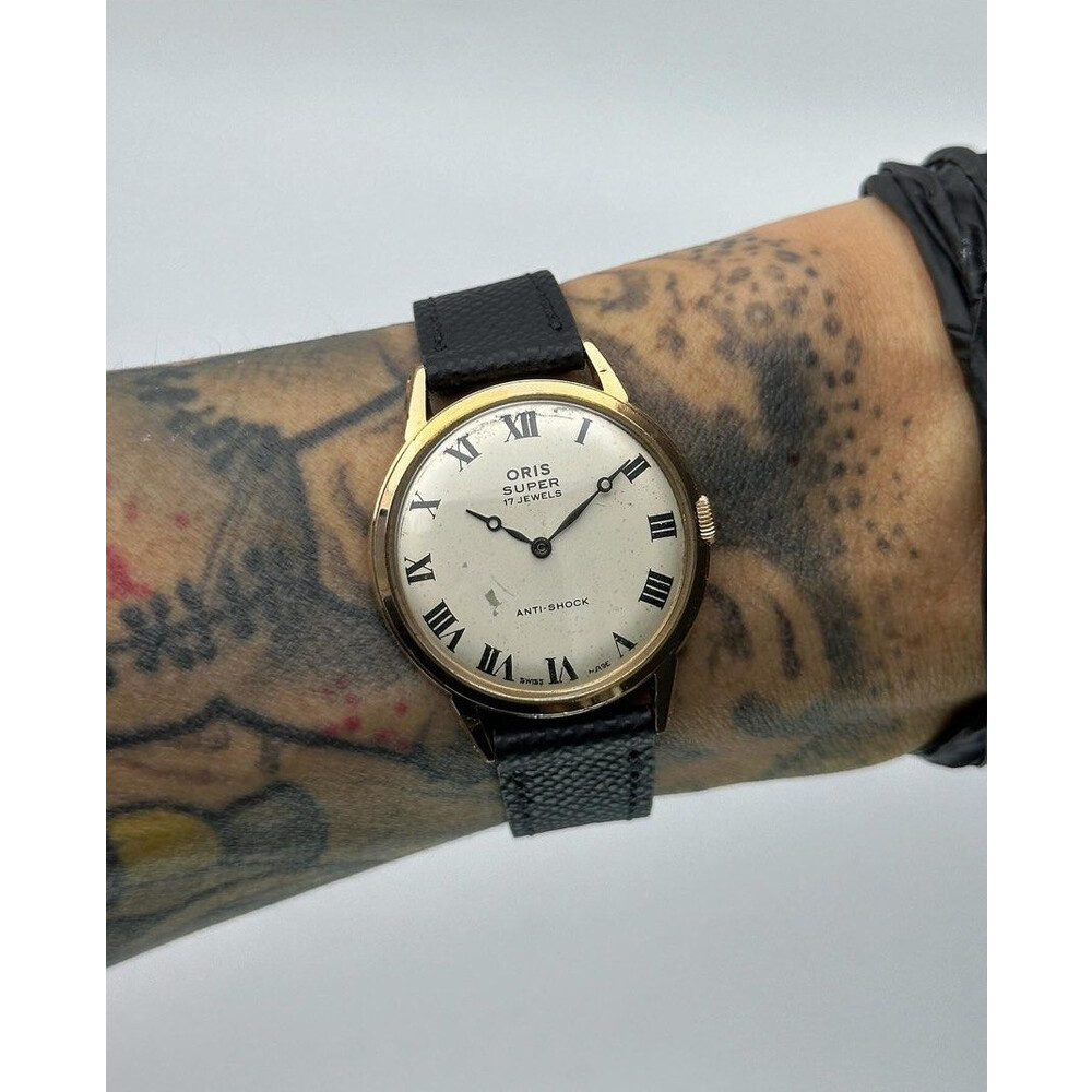 SOLD 34mm 1950s Gold Plated Oris Super 17 Jewels Anti Shock Manual Winding E S Watches